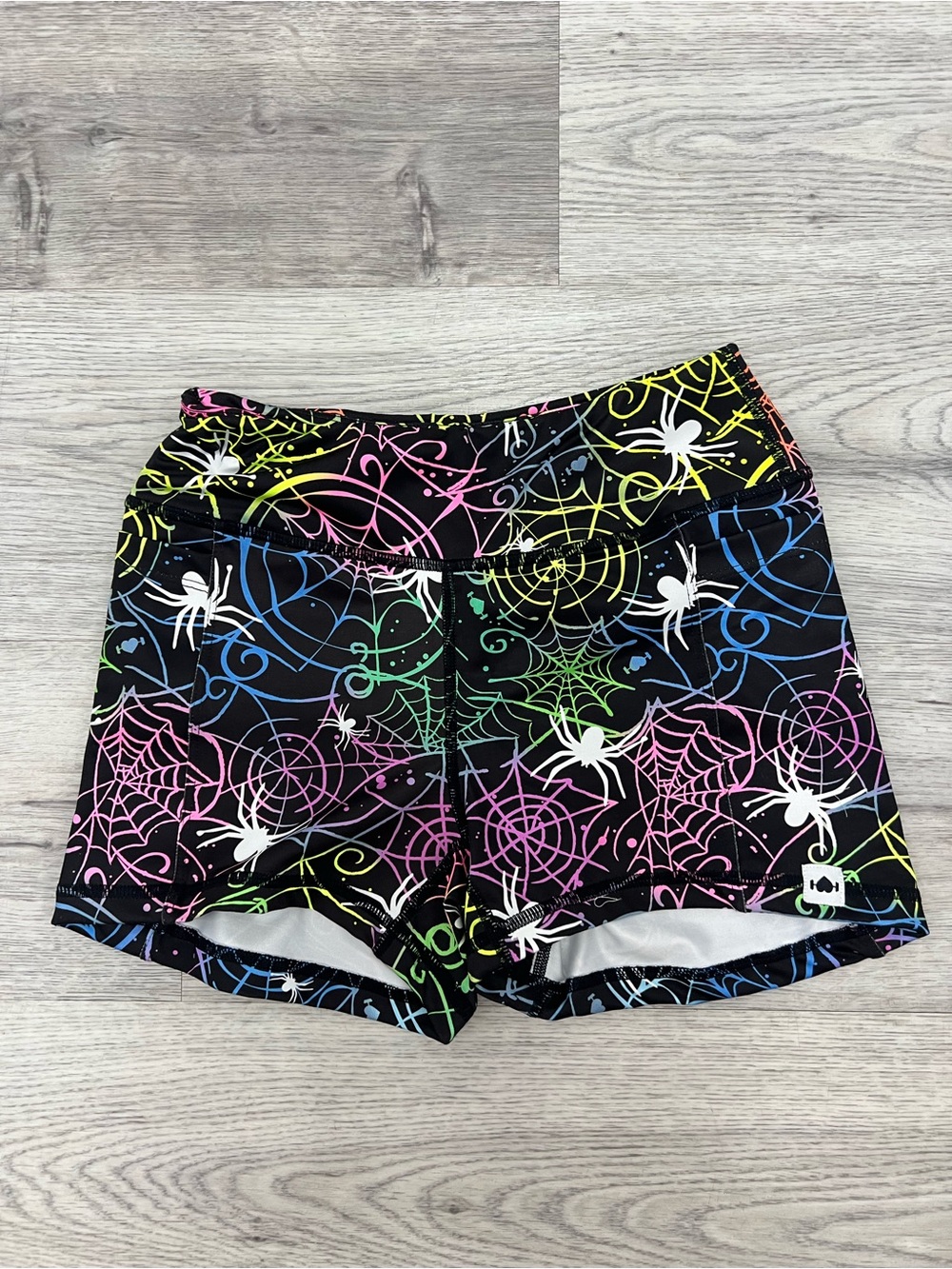 WODBottom XS Halloween Spiderweb Shorts Neon Rainbow CrossFit
